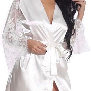 White silky womens robe! Brand new! Perfect for brides to be